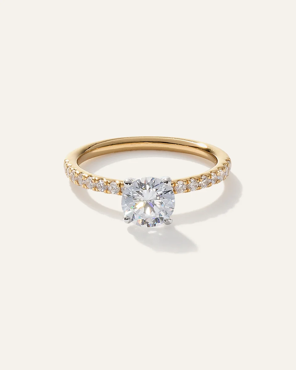Quince Quince Women's Lab Grown Diamond Round Petite Pave Engagement Ring 1ct in Yellow Gold — Women Spring white Accessories
