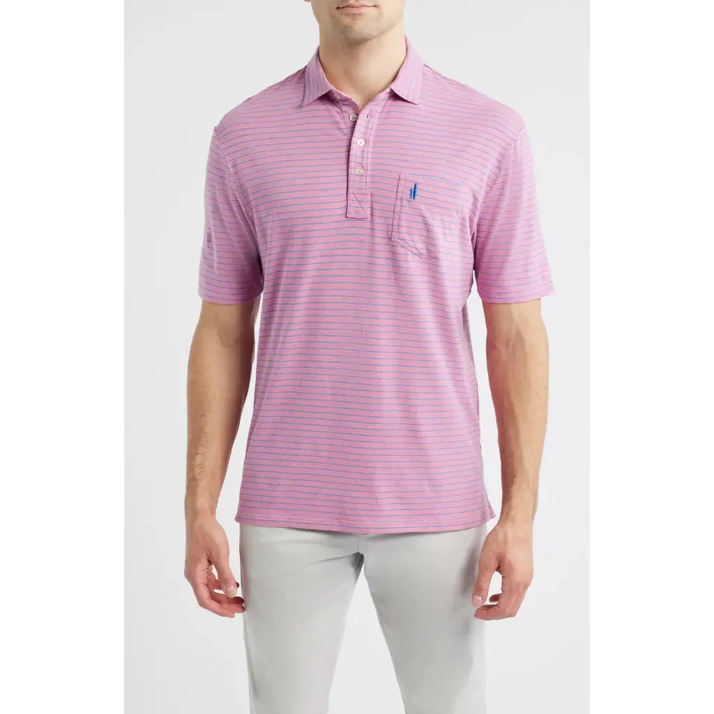 johnnie-O johnnie-O Ryan Stripe Polo in Rosewater — Men Spring pink Tops