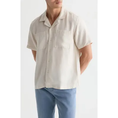 AG AG Marco Solid Camp Shirt in Champagne — Men Spring white Tops