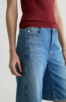 AG AG Thalia Denim Bermuda Shorts in Galaxy — Women Winter blue Shorts