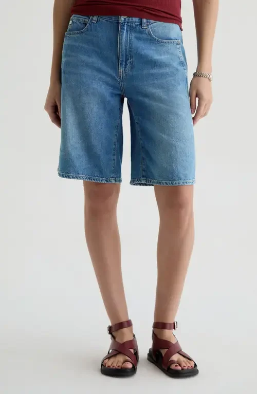 AG AG Thalia Denim Bermuda Shorts in Galaxy — Women Winter blue Shorts