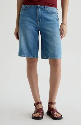 AG AG Thalia Denim Bermuda Shorts in Galaxy — Women Winter blue Shorts