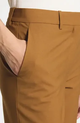 Theory Theory Stretch Wool Pants in Dark Cognac — Women Autumn brown Trousers & Chinos