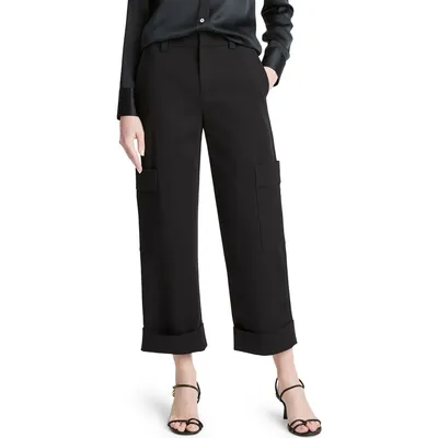 Vince Vince Stretch Cotton Crop Utility Pants in Black — Women Winter black Trousers & Chinos
