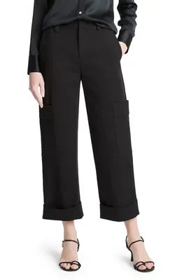 Vince Vince Stretch Cotton Crop Utility Pants in Black — Women Winter black Trousers & Chinos