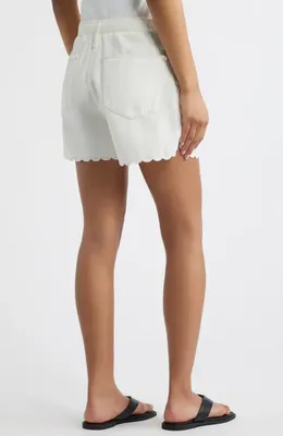 rag & bone rag & bone Ultra Featherweight Nolan Drawstring Denim Shorts in White Scallop — Women Winter white Shorts