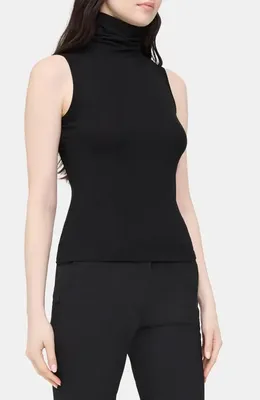 Theory Theory Wendel Sleeveless Turtleneck Top in Blk — Women Winter black Tank Tops & Camis