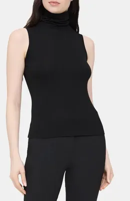 Theory Theory Wendel Sleeveless Turtleneck Top in Blk — Women Winter black Tank Tops & Camis