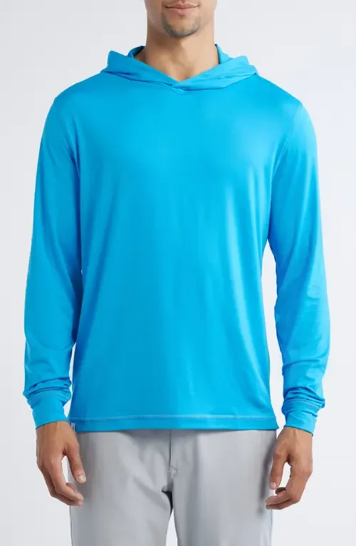 johnnie-O johnnie-O Talon PREP-FORMANCE Long Sleeve Hooded T-Shirt in Majorca — Men Winter blue Tops