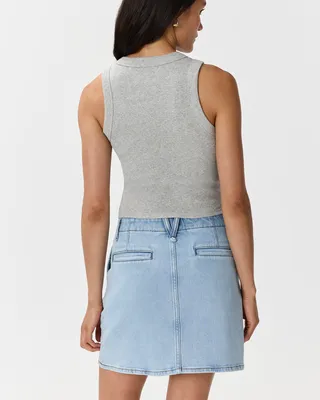 Quince Quince | Women's Stretch Denim Mini Skirt in Cool Blue — Women Summer silver Mini Skirts