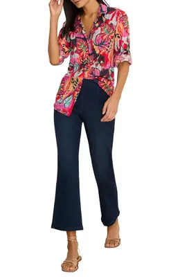NIC+ZOE NIC+ZOE Kauai Crinkle Cotton Shirt in Red Multi — Women Spring red Tops