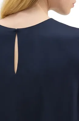 Theory Theory Sleeveless Silk Blouse in Nocturne Navy - Xlv — Women Winter navy Blouses