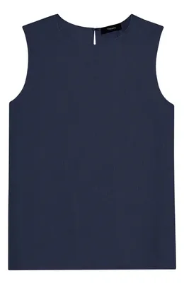 Theory Theory Sleeveless Silk Blouse in Nocturne Navy - Xlv — Women Winter navy Blouses