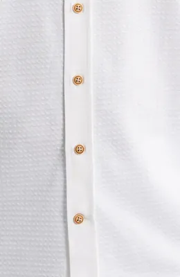 johnnie-O johnnie-O Surfsucker Knit Short Sleeve Button-Up Shirt in White — Men Winter white Tops