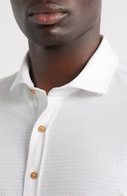 johnnie-O johnnie-O Surfsucker Knit Short Sleeve Button-Up Shirt in White — Men Winter white Tops