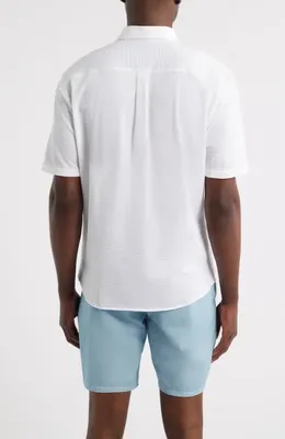 johnnie-O johnnie-O Surfsucker Knit Short Sleeve Button-Up Shirt in White — Men Winter white Tops