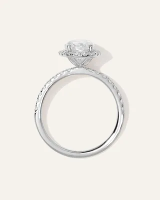 Quince Quince Women's Lab Grown Diamond Oval Halo Pave Engagement Ring 1.50ct in Platinum — Women Summer white Accessories
