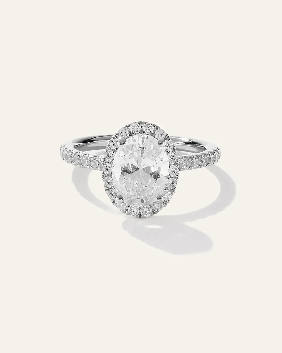 Quince Quince Women's Lab Grown Diamond Oval Halo Pave Engagement Ring 1.50ct in Platinum — Women Summer white Accessories