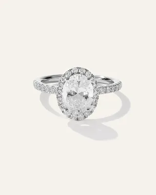 Quince Quince Women's Lab Grown Diamond Oval Halo Pave Engagement Ring 1.50ct in Platinum — Women Summer white Accessories