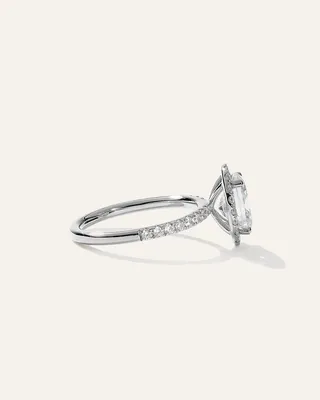 Quince Quince Women's Lab Grown Diamond Oval Halo Pave Engagement Ring 1.50ct in Platinum — Women Summer white Accessories