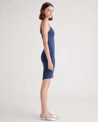 Quince Quince | Women's Tencel Rib Knit Mini Slip Dress in Navy — Women Winter navy Mini Dresses
