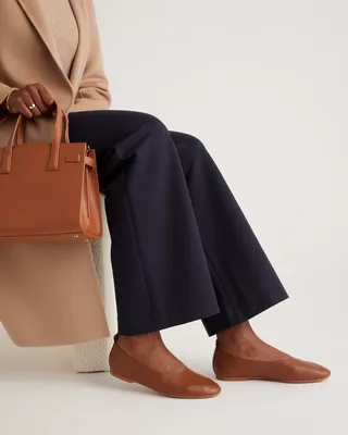 Quince Quince | Women's Italian Leather Glove Ballet Flat in Cognac — Women Autumn burgundy Accessories