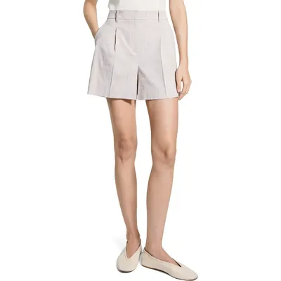 Theory Theory Fluid Linen Blend Shorts in Cognac Multi — Women Spring white Shorts