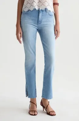 AG AG Mari Mid Rise Slim Straight Leg Jeans in Flight — Women Summer silver Pants