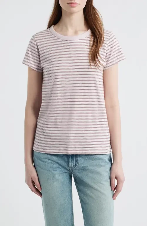 rag & bone rag & bone The Slub Stripe T-Shirt in Lavander — Women Summer pink Tops