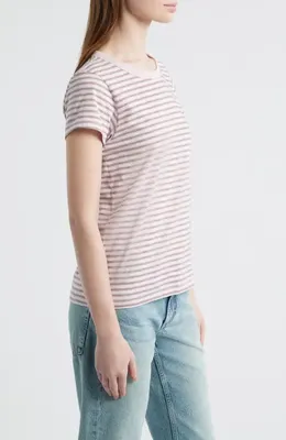 rag & bone rag & bone The Slub Stripe T-Shirt in Lavander — Women Summer pink Tops