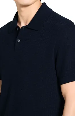 Theory Theory Tactile Cotton Polo in Baltic - Xhx — Men Winter black Tops
