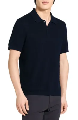 Theory Theory Tactile Cotton Polo in Baltic - Xhx — Men Winter black Tops