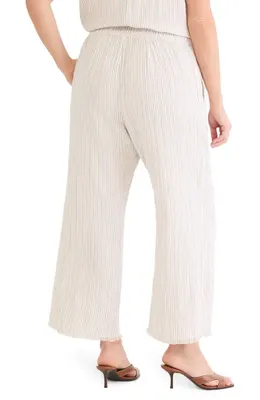 NIC+ZOE NIC+ZOE Pinstripe Cotton Blend Wide Leg Pants in Neutral Multi — Women Spring white Pants