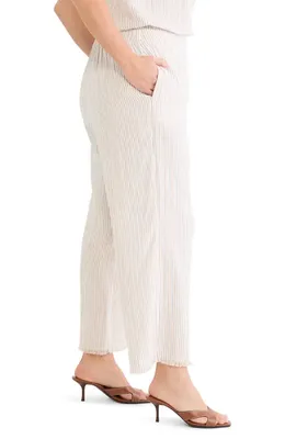 NIC+ZOE NIC+ZOE Pinstripe Cotton Blend Wide Leg Pants in Neutral Multi — Women Spring white Pants