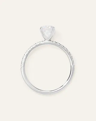 Quince Quince Women's Lab Grown Diamond Round Petite Pave Engagement Ring 1ct in White Gold — Women Summer white Accessories
