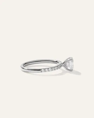 Quince Quince Women's Lab Grown Diamond Round Petite Pave Engagement Ring 1ct in White Gold — Women Summer white Accessories