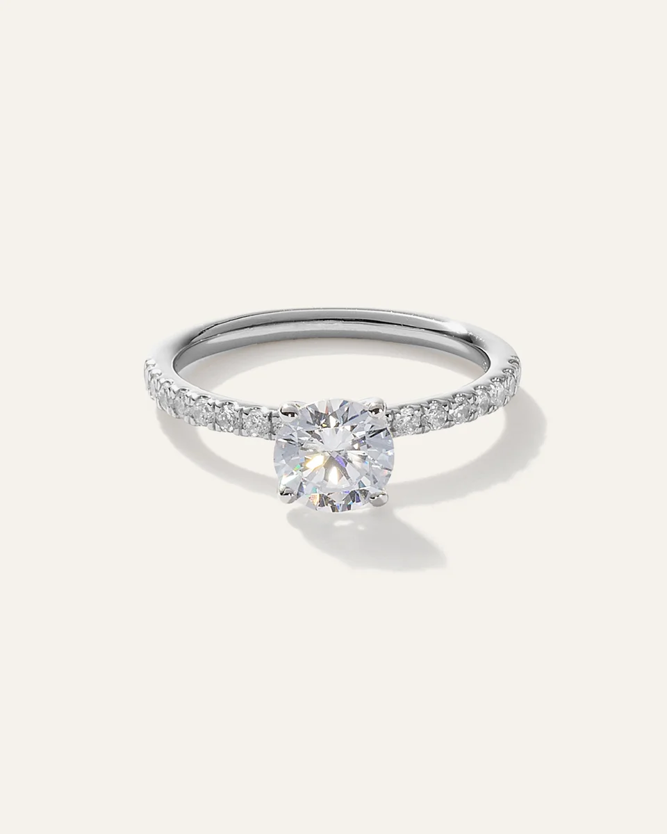 Quince Quince Women's Lab Grown Diamond Round Petite Pave Engagement Ring 1ct in White Gold — Women Summer white Accessories