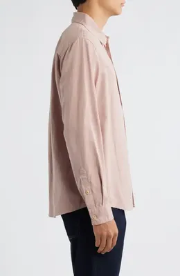 AG AG Wesley Linen & Cotton Button-Up Shirt in Desert Mauve — Men Autumn tan Tops