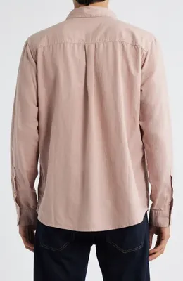 AG AG Wesley Linen & Cotton Button-Up Shirt in Desert Mauve — Men Autumn tan Tops