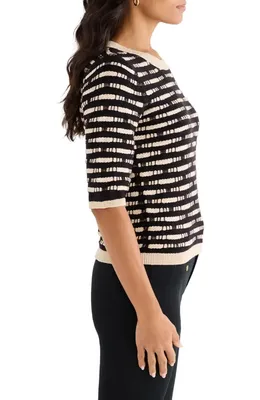 NIC+ZOE NIC+ZOE Atelier Cotton Blend Sweater in Black Multi — Women Winter black Tops
