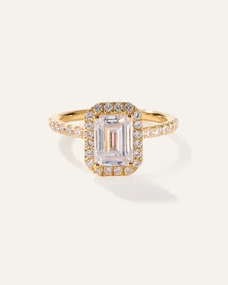 Quince Quince Women's Lab Grown Diamond Emerald Halo Pave Engagement Ring 2ct in Yellow Gold — Women Spring camel Accessories