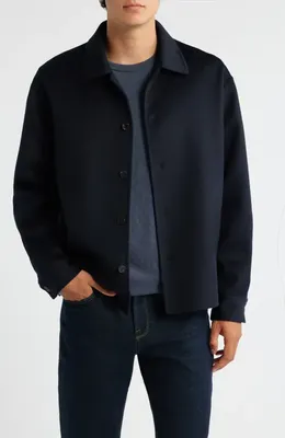 FRAME FRAME Double Face Wool Shirt Jacket in Dark Navy — Men Winter black Outerwear
