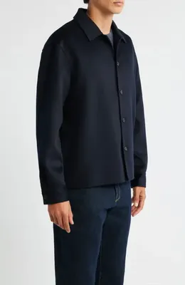 FRAME FRAME Double Face Wool Shirt Jacket in Dark Navy — Men Winter black Outerwear