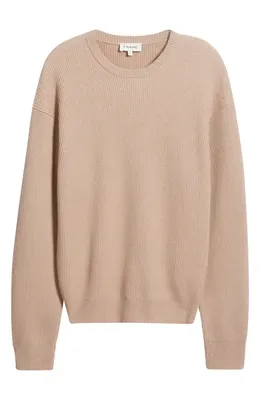FRAME FRAME Crewneck Wool & Silk Rib Sweater in Light Mauve — Men Summer grey Tops