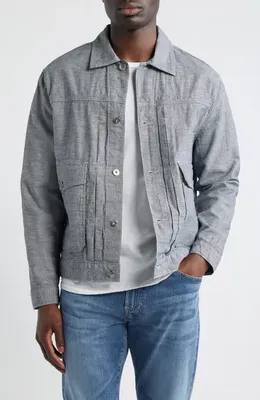 AG AG Sid Cotton & Linen Trucker Jacket in Sterling — Men Summer grey Outerwear