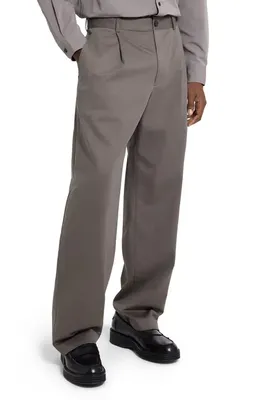 Theory Theory Relaxed Pleat in Moonsoft Cotton Blend Pants in Morel — Men Autumn grey Pants