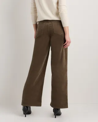 Quince Quince | Women's Organic Stretch Corduroy Wide Leg Pants in Seaweed — Women Autumn grey Trousers & Chinos