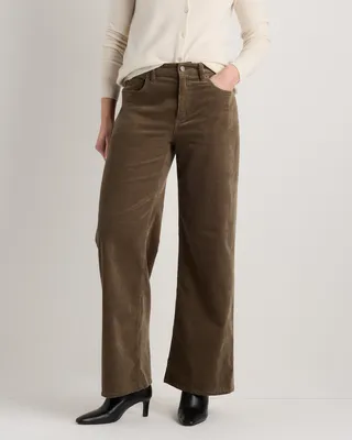 Quince Quince | Women's Organic Stretch Corduroy Wide Leg Pants in Seaweed — Women Autumn grey Trousers & Chinos