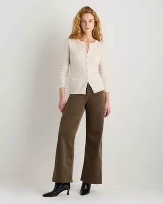 Quince Quince | Women's Organic Stretch Corduroy Wide Leg Pants in Seaweed — Women Autumn grey Trousers & Chinos