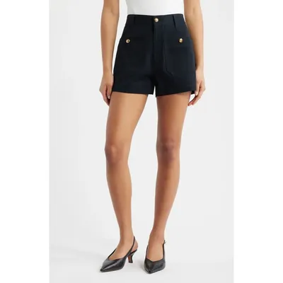 FRAME FRAME The Cruise High Waist Shorts in Dark Navy — Women Winter navy Shorts